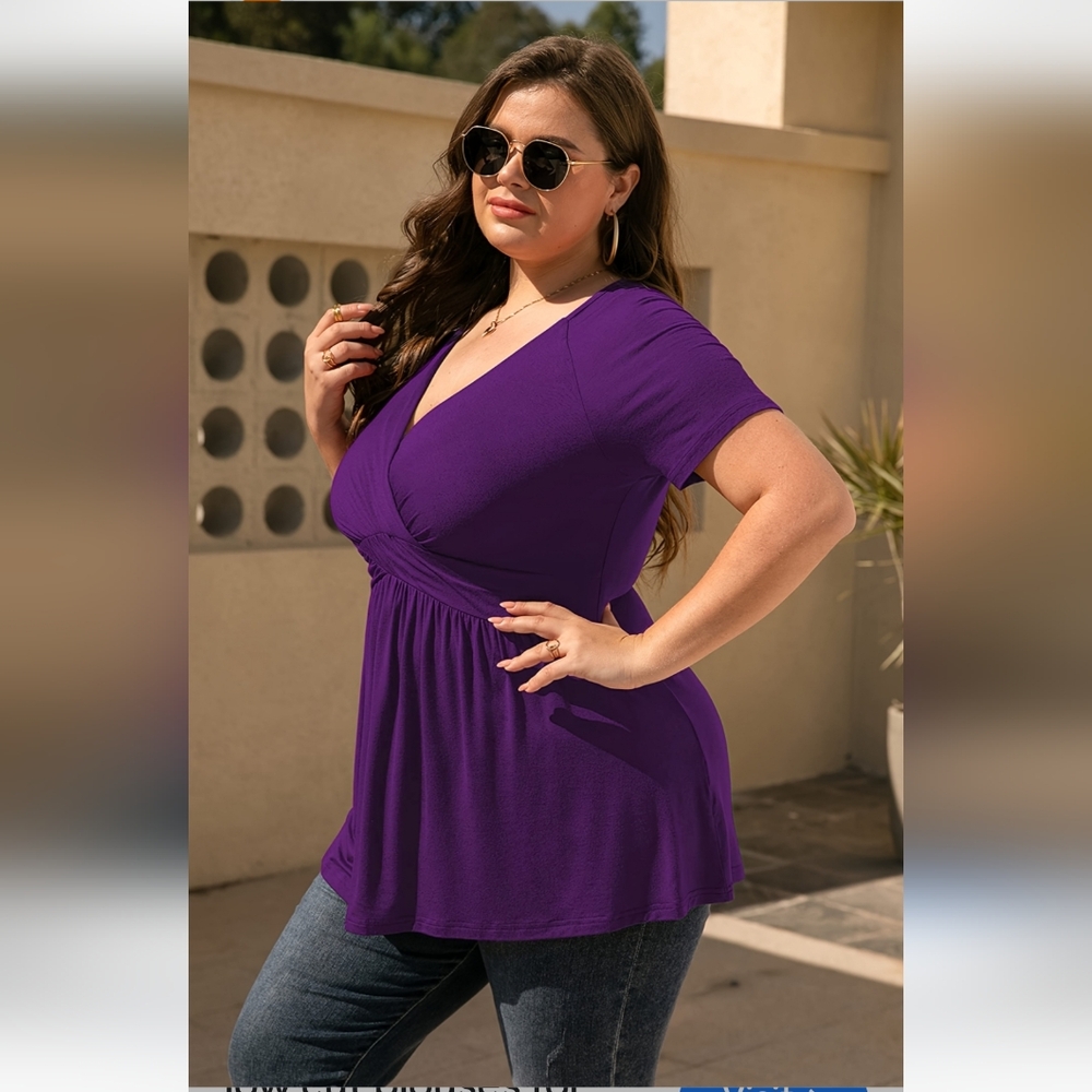 #932 Marshalls Elegant Purple V-Neck Women's Top
